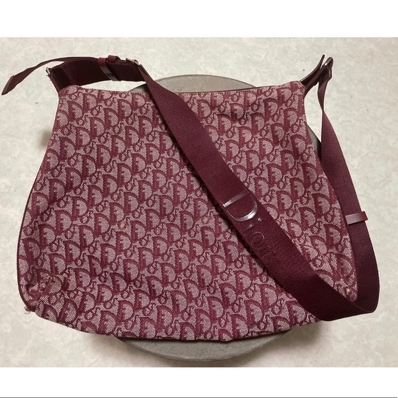 Christian Dior Burgundy Monogram Trotter Messenger Bag - Picture 1 of 16